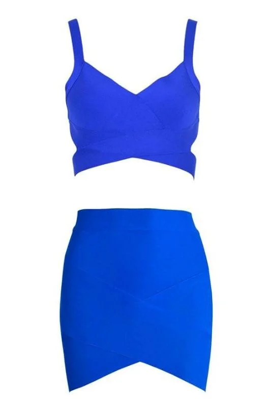 Ang Bandage Top and Mini Skirt Set - Royal Blue