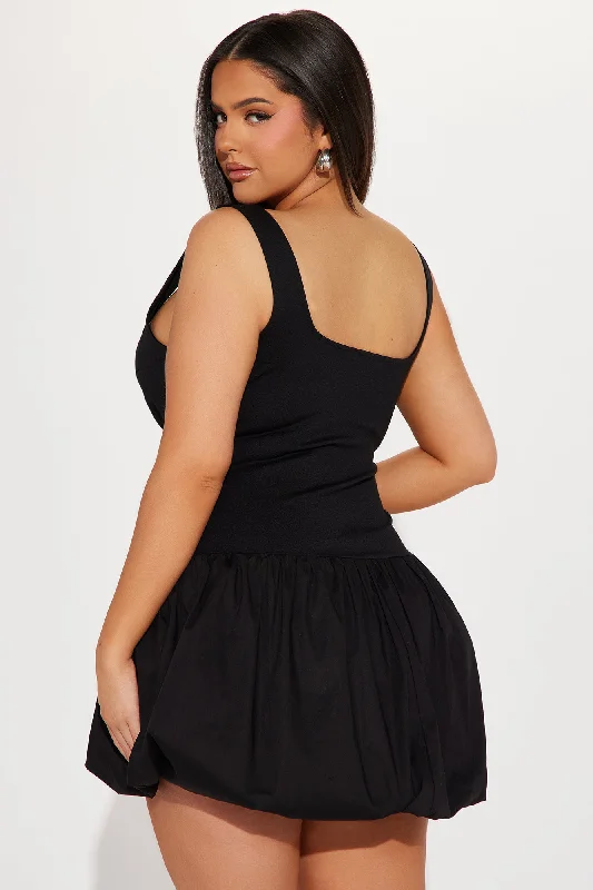 Evie Bubble Mini Dress - Black