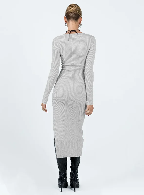 Fitro Long Sleeve Maxi Dress Grey