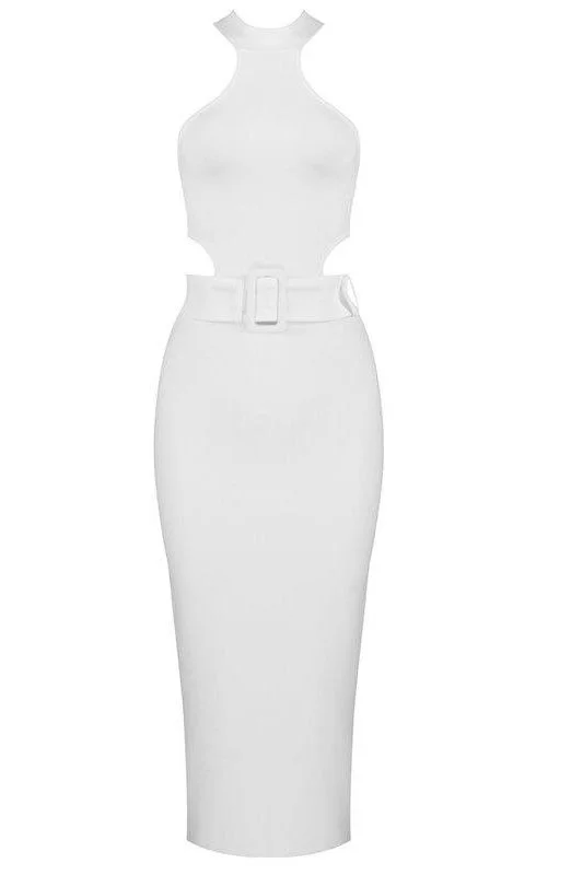 Isabella Bandage Midi Dress - Pearl White