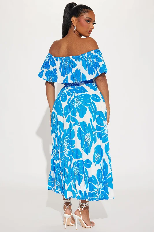 Summer In Santorini Midi Dress - Blue/combo