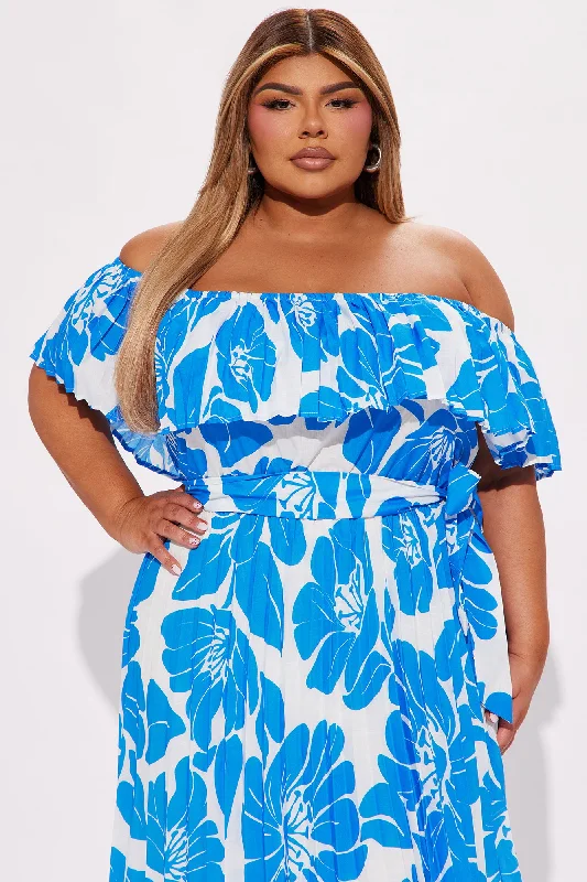 Summer In Santorini Midi Dress - Blue/combo