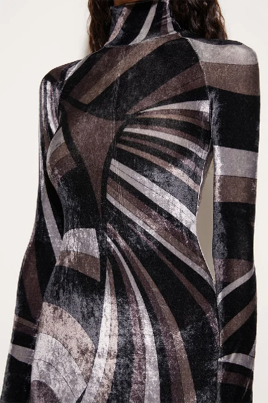 Iride-Print Velvet Dress