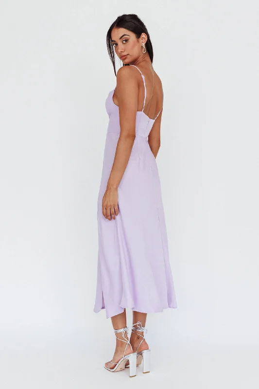 Suki Front Split Midi Dress Lilac