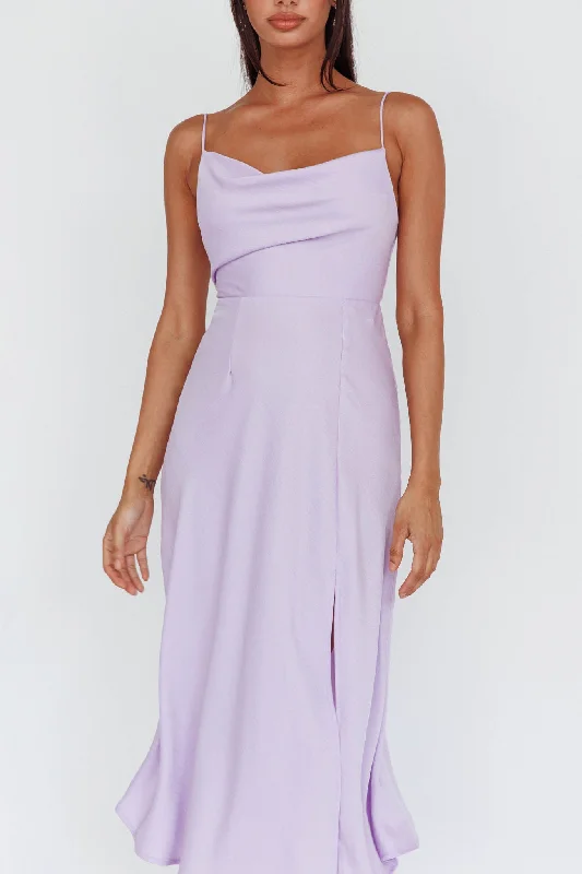 Suki Front Split Midi Dress Lilac