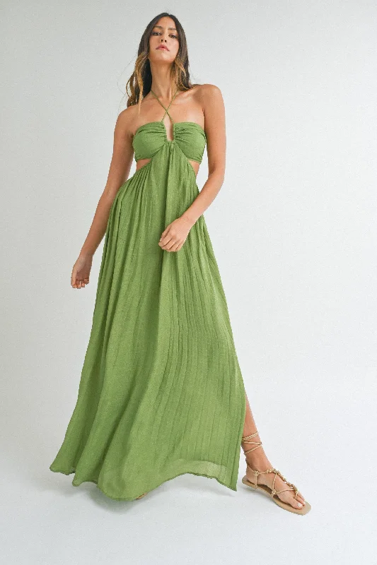 Summer Kiwi Halter Dress - Kiwi