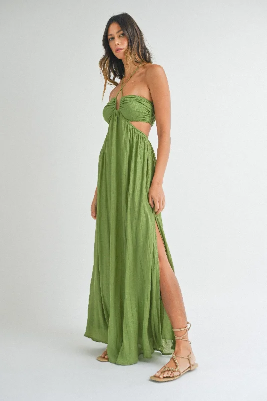 Summer Kiwi Halter Dress - Kiwi