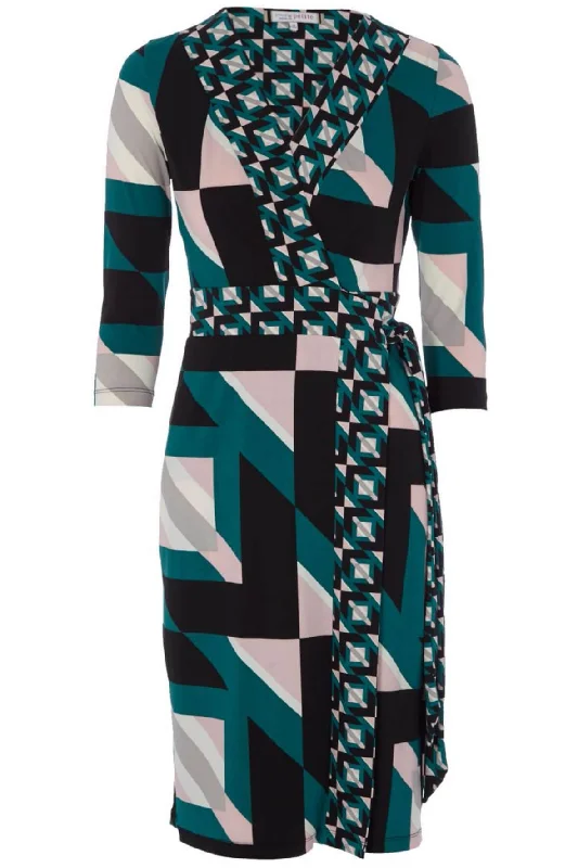 Multi-coloured Geometric Print Petite Wrap Dress