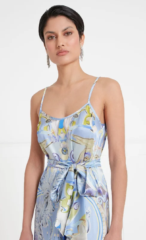 Carline Print Slip Dress - Vista Blue