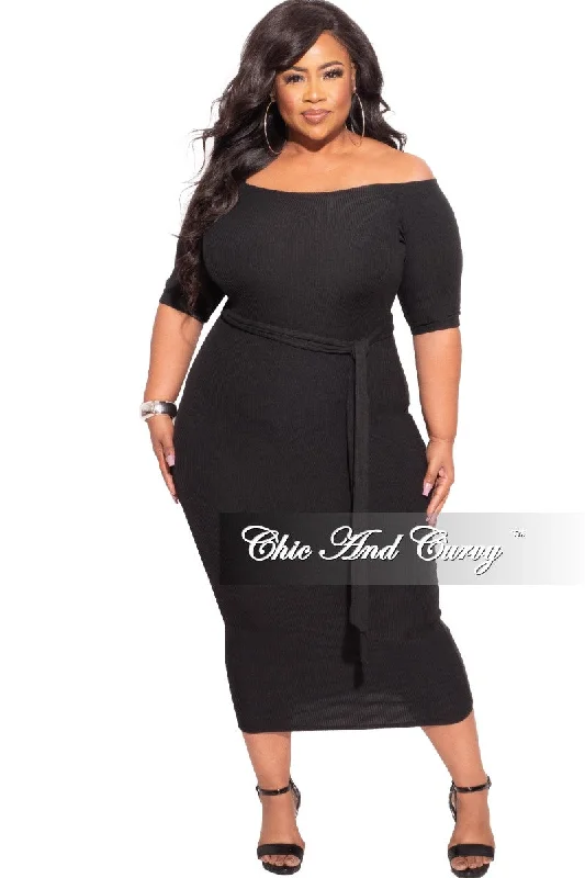 *Final Sale Plus Size Off The Shoulder Ribbed Bodycon Dress