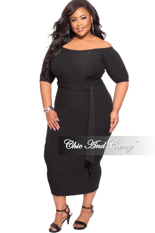 *Final Sale Plus Size Off The Shoulder Ribbed Bodycon Dress