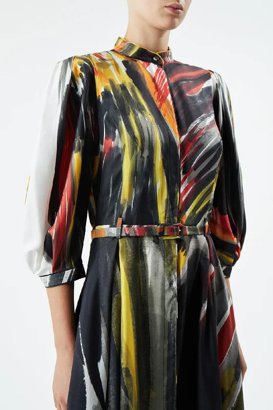 Dexter Dress in Multi Printed Silk