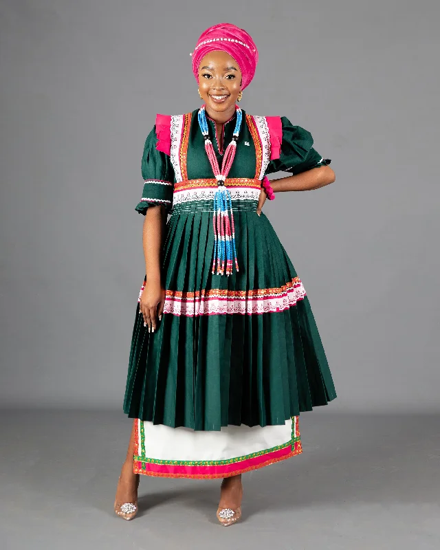 Mogoshadi Pleated Bridal Set in Green