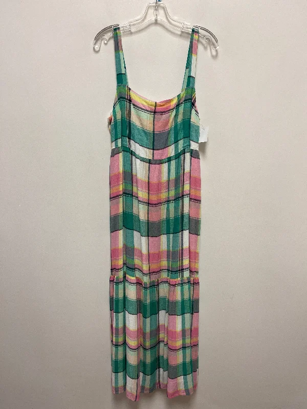 Plaid Pattern Dress Casual Maxi Loft, Size L