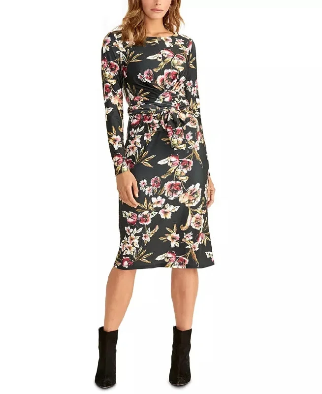 Rachel Roy Women's Floral Faux Wrap Midi Dress Black Size XX-Large