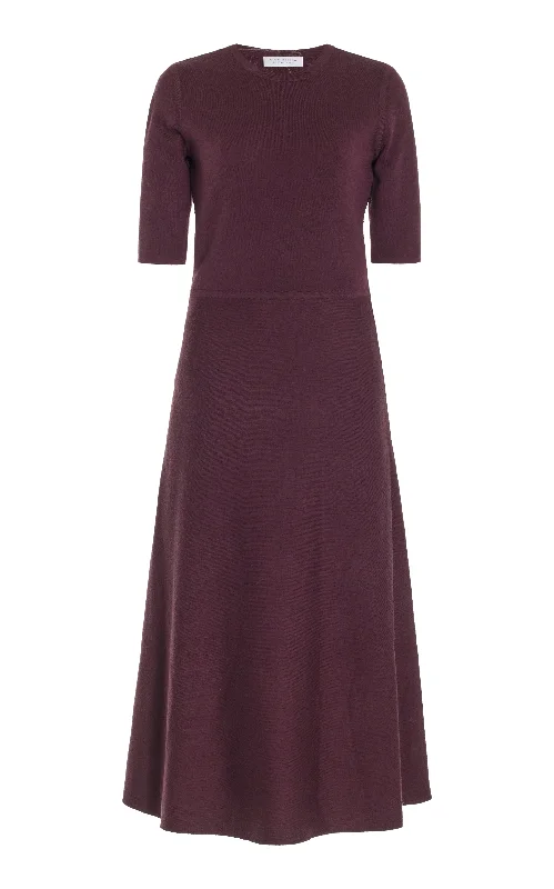 Seymore Knit Dress in Deep Bordeaux Merino Wool Cashmere