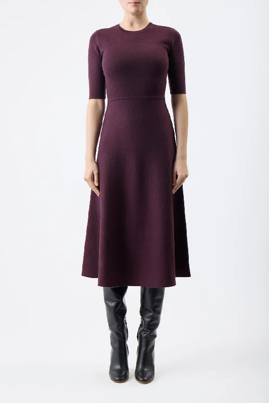 Seymore Knit Dress in Deep Bordeaux Merino Wool Cashmere