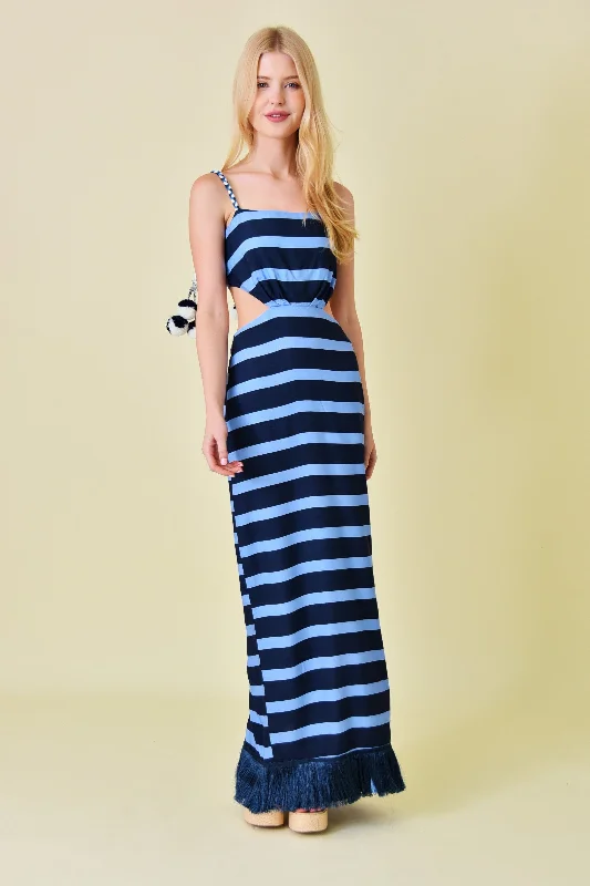 Shea Striped Fringe Maxi Dress