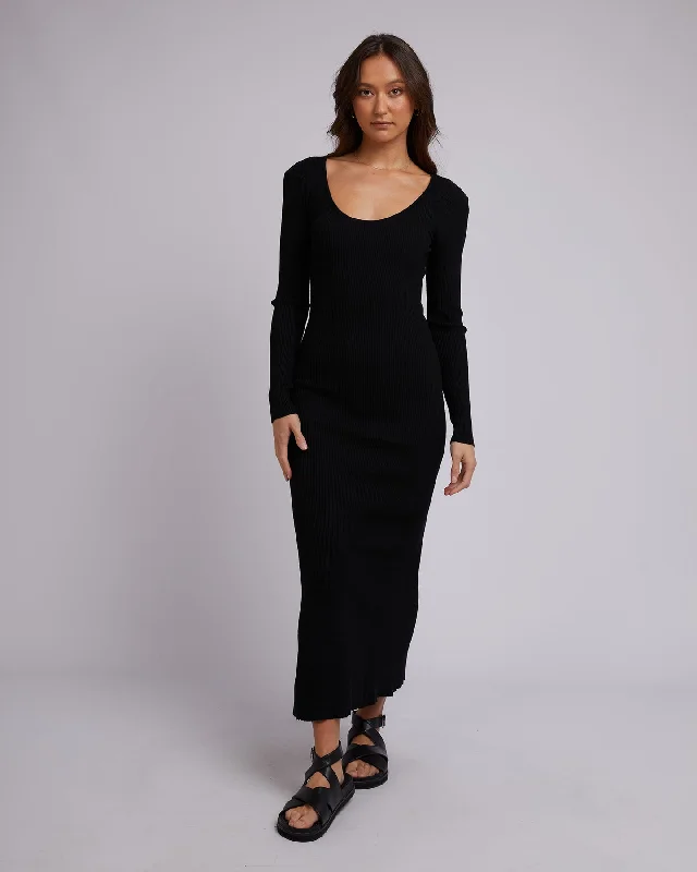 Silent Theory Freya L/S Maxi Dress Black