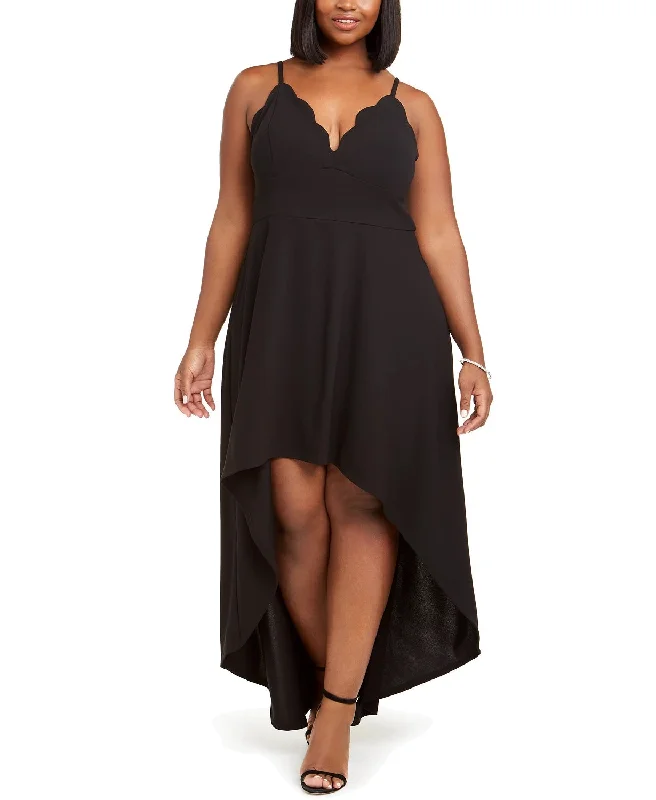 Speechless Women's Trendy Plus Size Scalloped High-Low Dress Black Size 2X