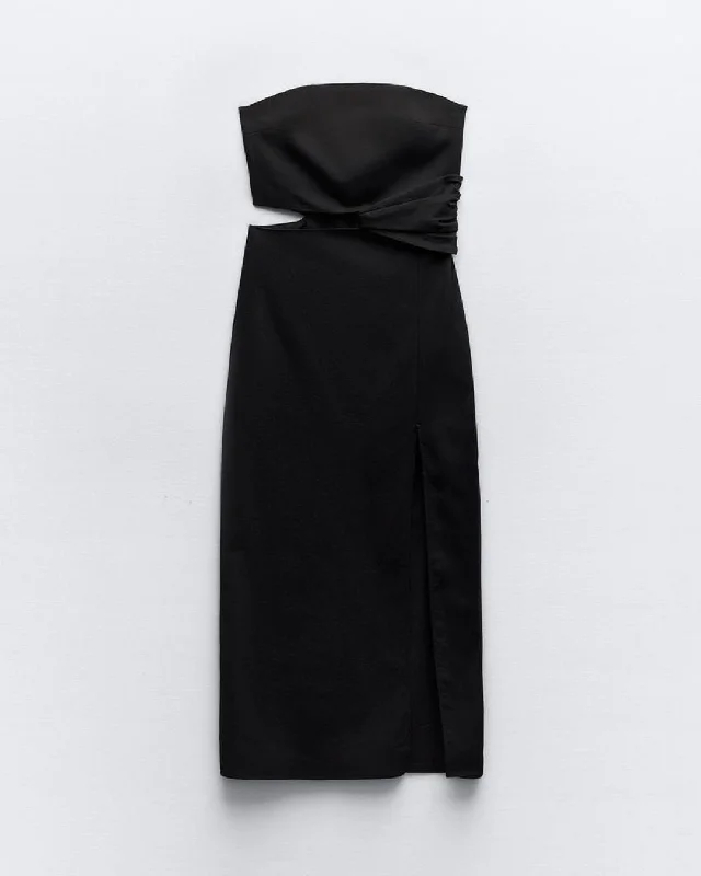 STRAPLESS MIDI DRESS