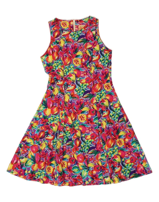 VINTAGE Womens Sleeveless A-Line Dress IT 42 Medium Multicoloured Floral