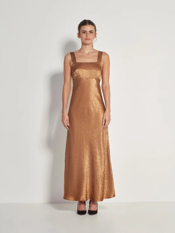 Mei Dress (Crushed Satin) Bronze