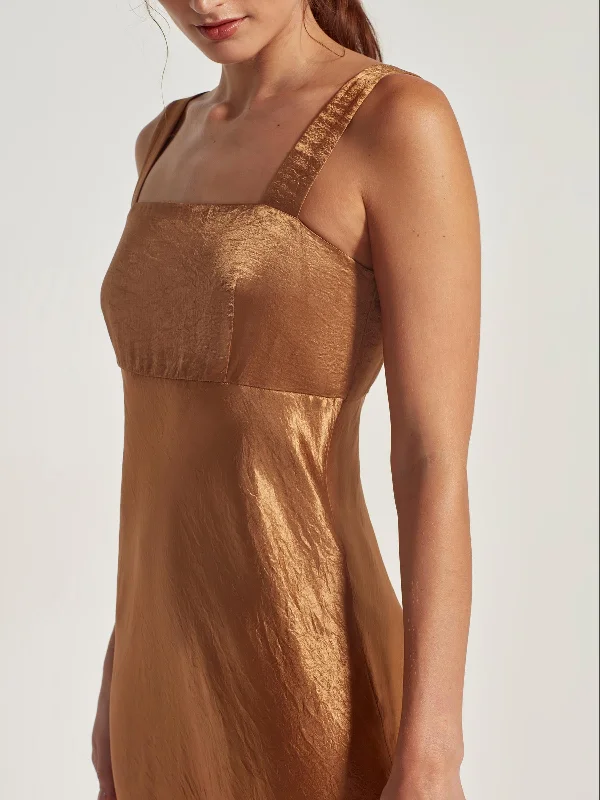 Mei Dress (Crushed Satin) Bronze