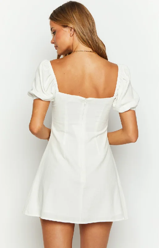 Maysen White Cap Sleeve Mini Dress