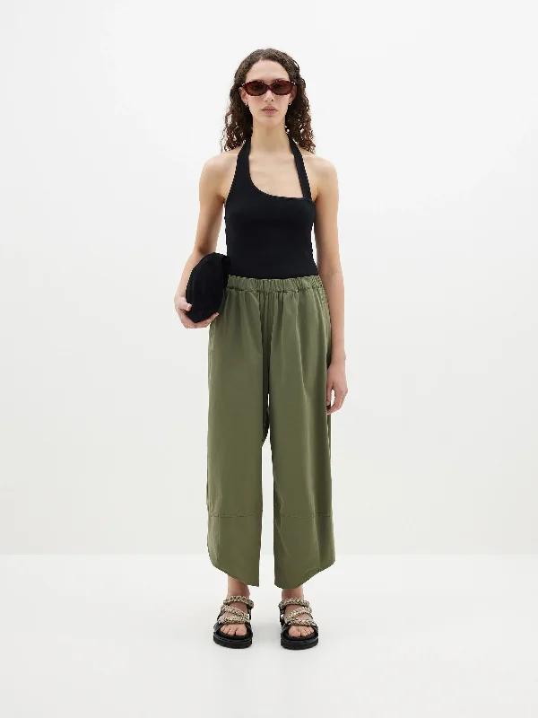 Bassike Canvas Split Hem Pant - Khaki