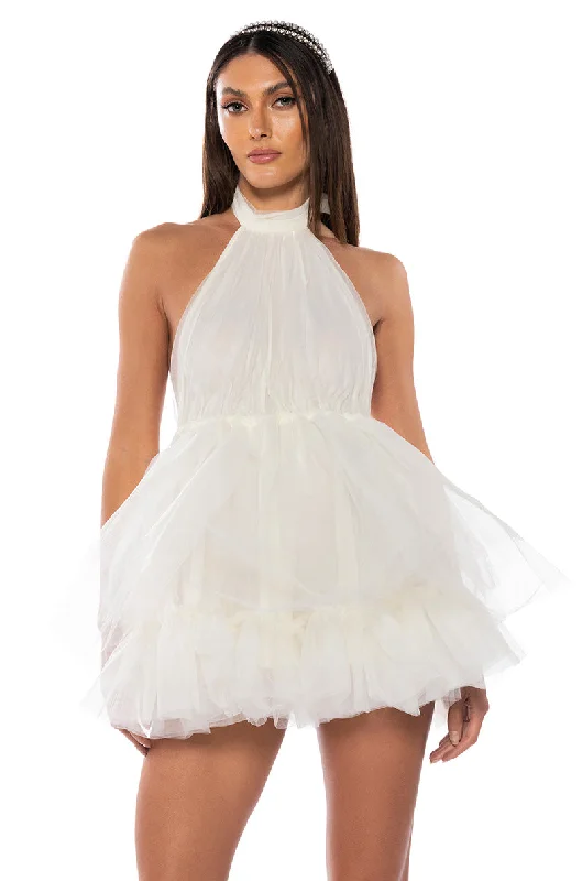 DARLING DIVA TULLE HALTER MINI DRESS