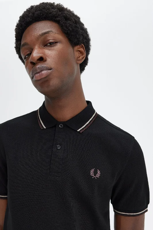 Fred Perry Polo Black / Warm Grey / Brick