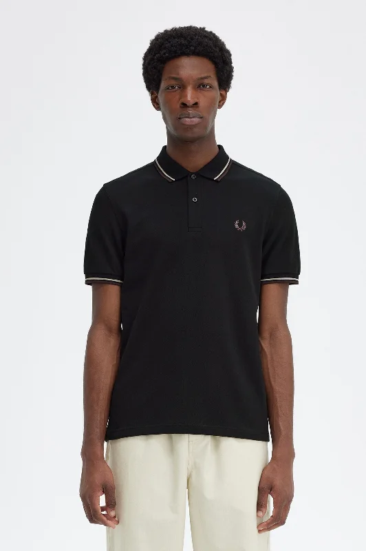 Fred Perry Polo Black / Warm Grey / Brick