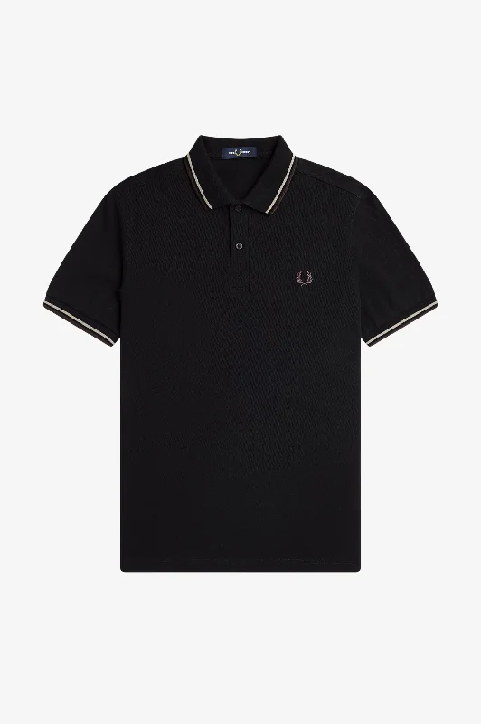 Fred Perry Polo Black / Warm Grey / Brick