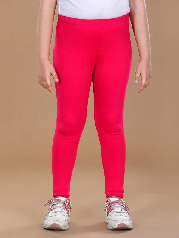 Girl's Fuchsia Solid Legging - Stylestone Kid