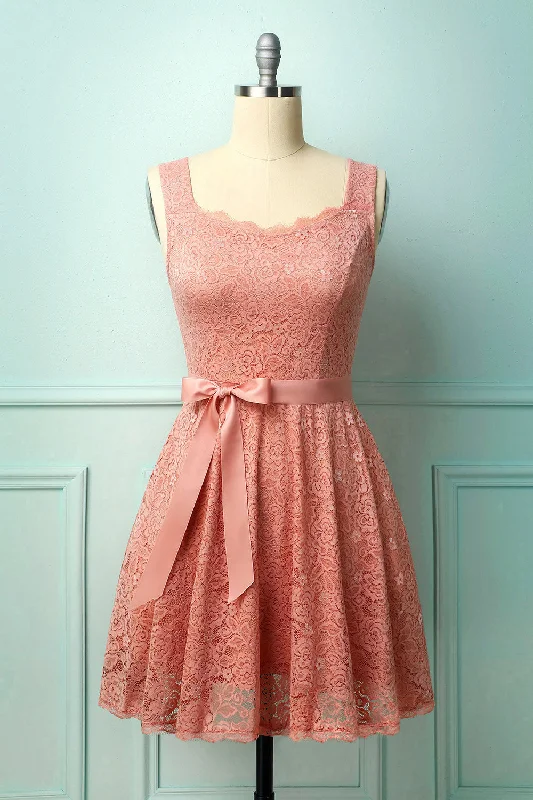 Pink Sleeveless Lace