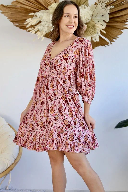 Ria Swing Dress - Pink Floral