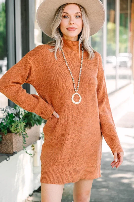 What Goes Around Copper Orange Sweater Dress