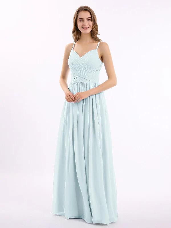 Sweetheart Neck Chiffon Dress with Spaghetti Strap Mist