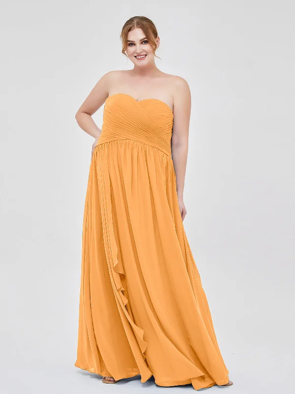 Sweetheart Neck Empire Chiffon Bridemsiad Gown Tangerine