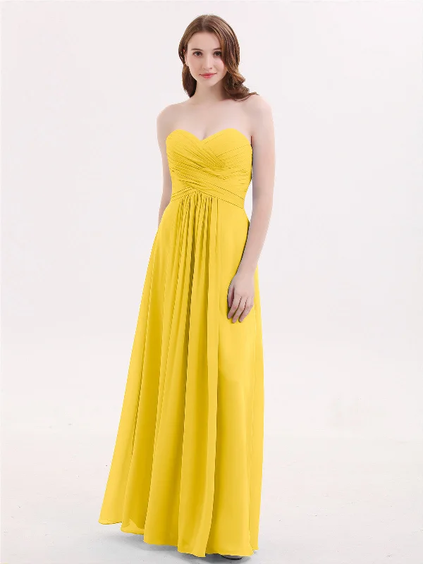 Strapless Chiffon Gown with Sweetheart-Marigold