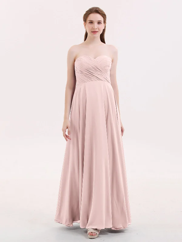 Strapless Sweetheart Maxi Bridesmaid Dress-Dusty Rose