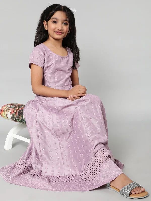 Silk Embroidered Maxi Dress For Girls - Aks Girls