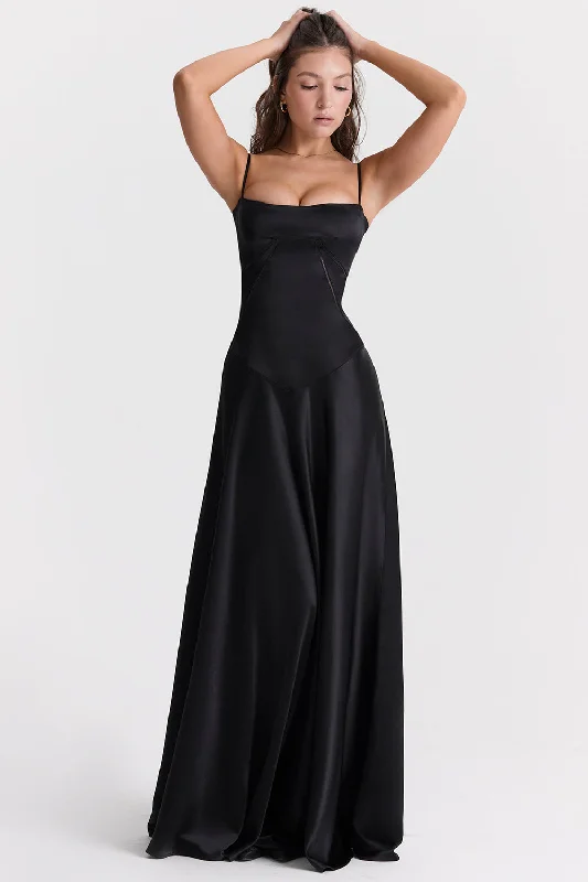 Hire HOUSE OF CB Anabella Black Lace Up Maxi Dress