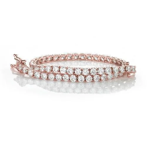 Round Brilliant tennis bracelet with 6.93 carats* of diamond simulants in 10 carat rose gold