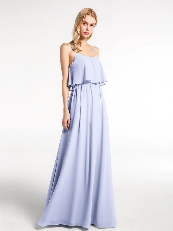 Spaghetti Strap Scoop Neck Layered Bodice Dress-Lavender