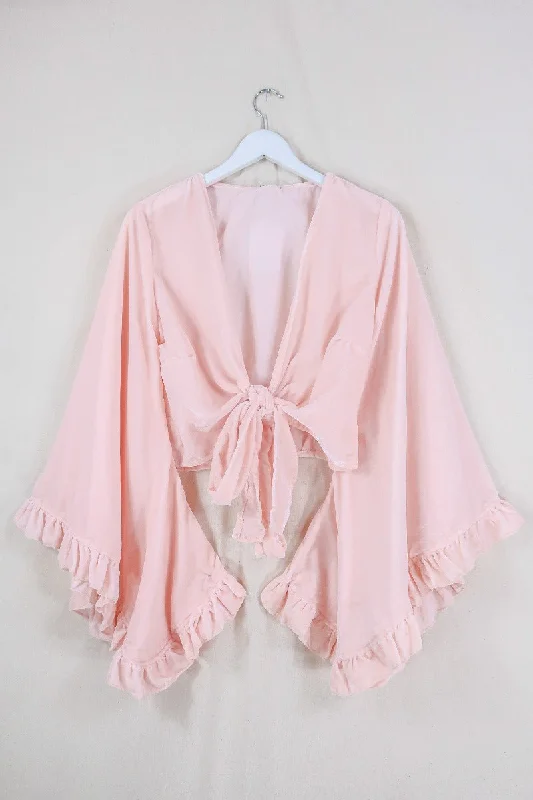 Khroma Venus Wrap Top in Powder Pink Velvet