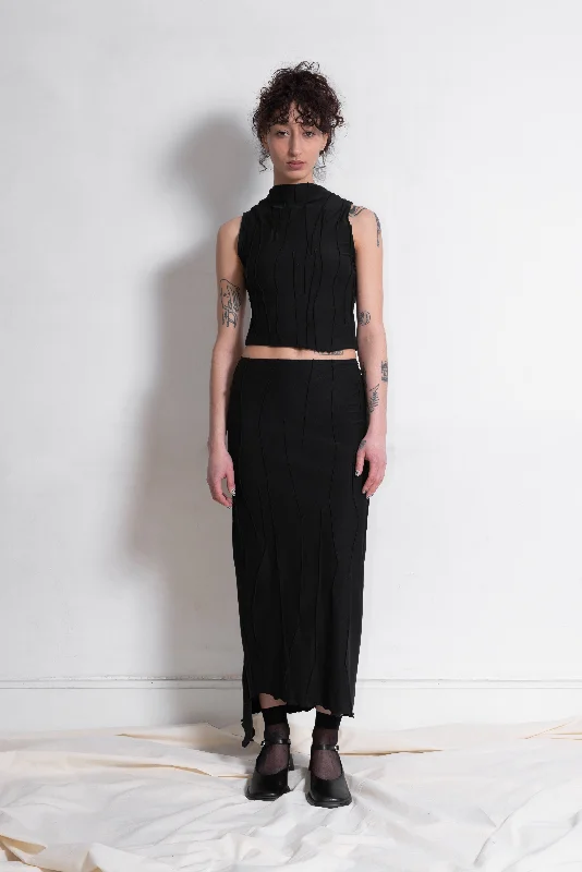 Mariola Homoncik Black Suture Long Skirt