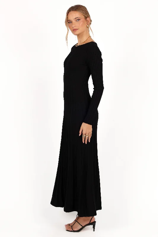 Alison Long Sleeve Maxi Dress - Black