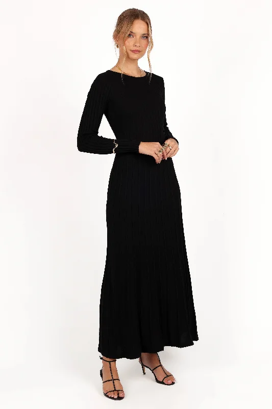 Alison Long Sleeve Maxi Dress - Black